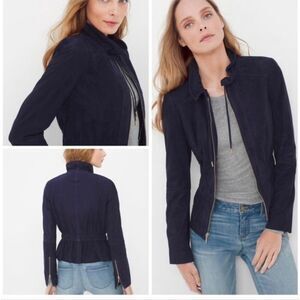White House Black Market Genuine Suede Jacket In Navy Size S